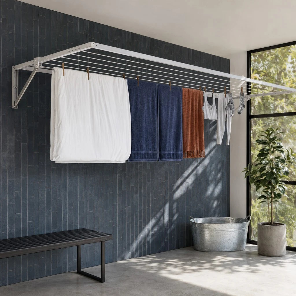 2.25m fold-away wash line — modern laundry room